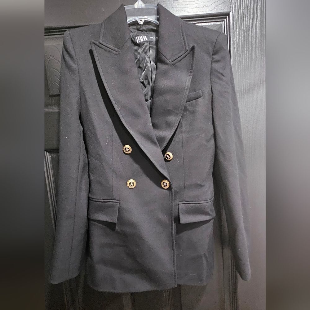 Zara Black Blazer with Gold Buttons